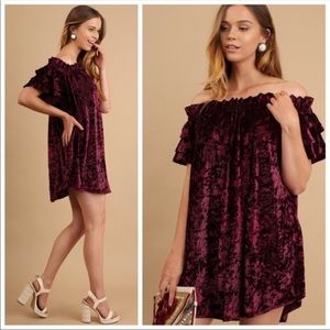 NEW!  OFF THE SHOULDER VELVET DRESS IN A LARGE